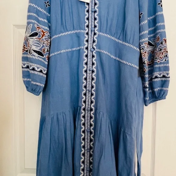 Veronica Beard Freyja Embroidered Midi Dress - Picture 2 of 5